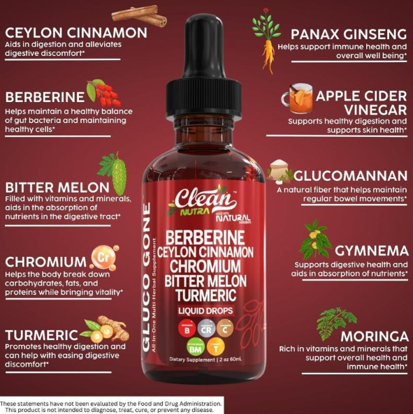 Organic Ceylon Cinnamon Berberine Liquid Drops Supplement